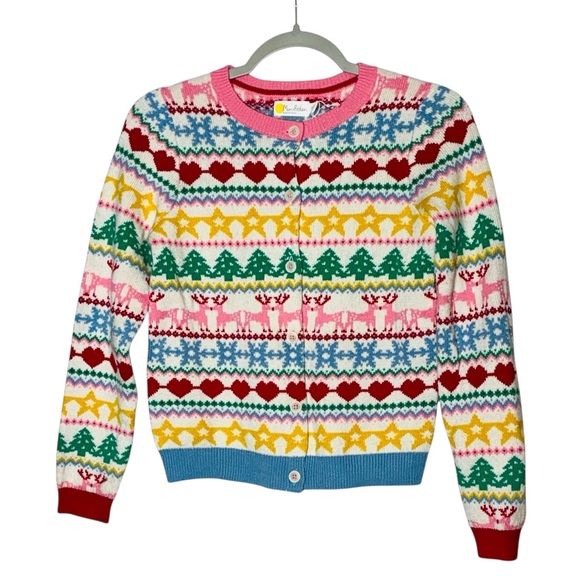 Mini Boden Sweaters - Mini Boden Festive Holiday Fair Isle Multicolor Patterned Cardigan Size 11-12